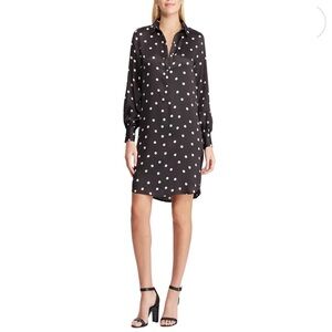 NEW Chaps Shirt Dress Women Sz XL Black/White Polka Dot